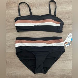 Time and Tru 16W-18W Colorblock high waisted 2 piece swim suit